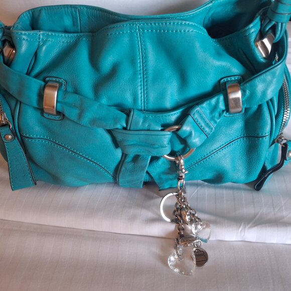 B.Makowsky Blue Leather Purse - Picture 2 of 5